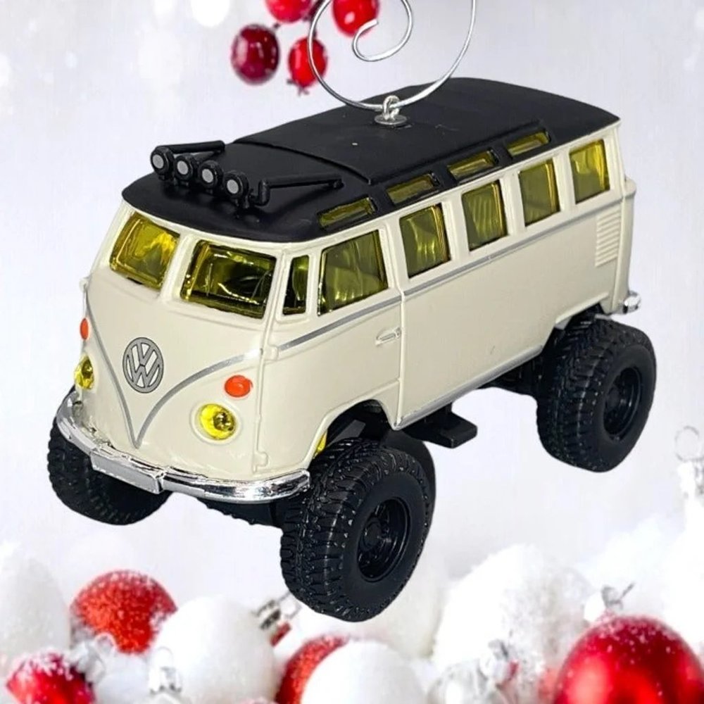 Volkswagen VW Van Samba w/Monster Truck Tires Car‎ 4" Christmas Tree Ornament